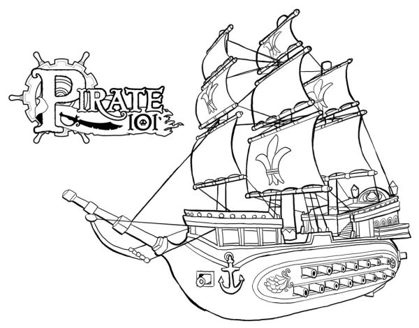 strong pirate ships coloring page