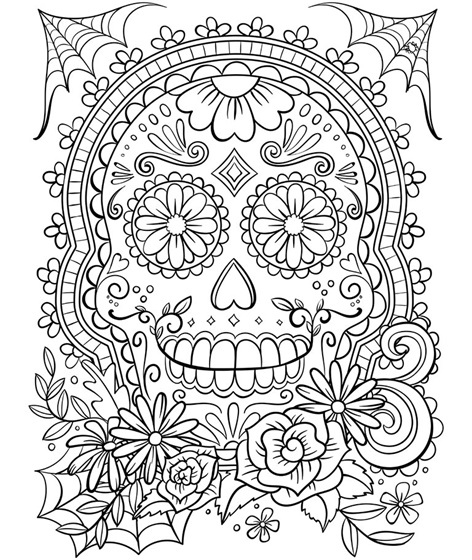 sugar skull coloring pages easy