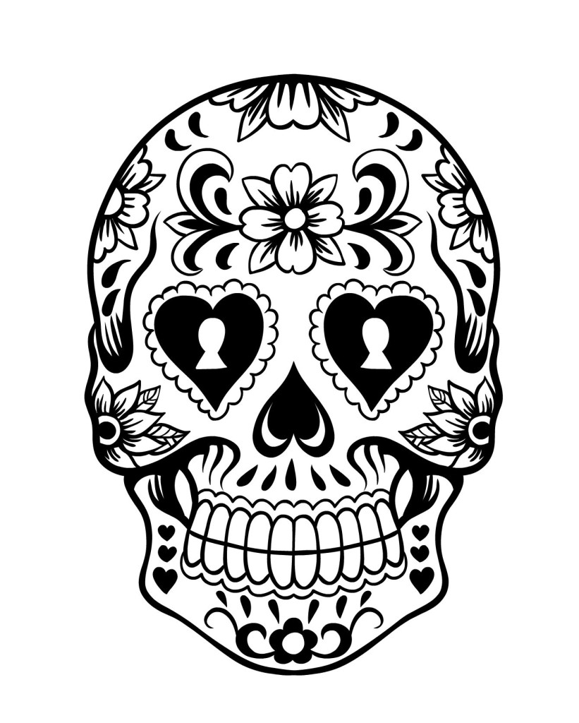 sugar skull coloring pages simple
