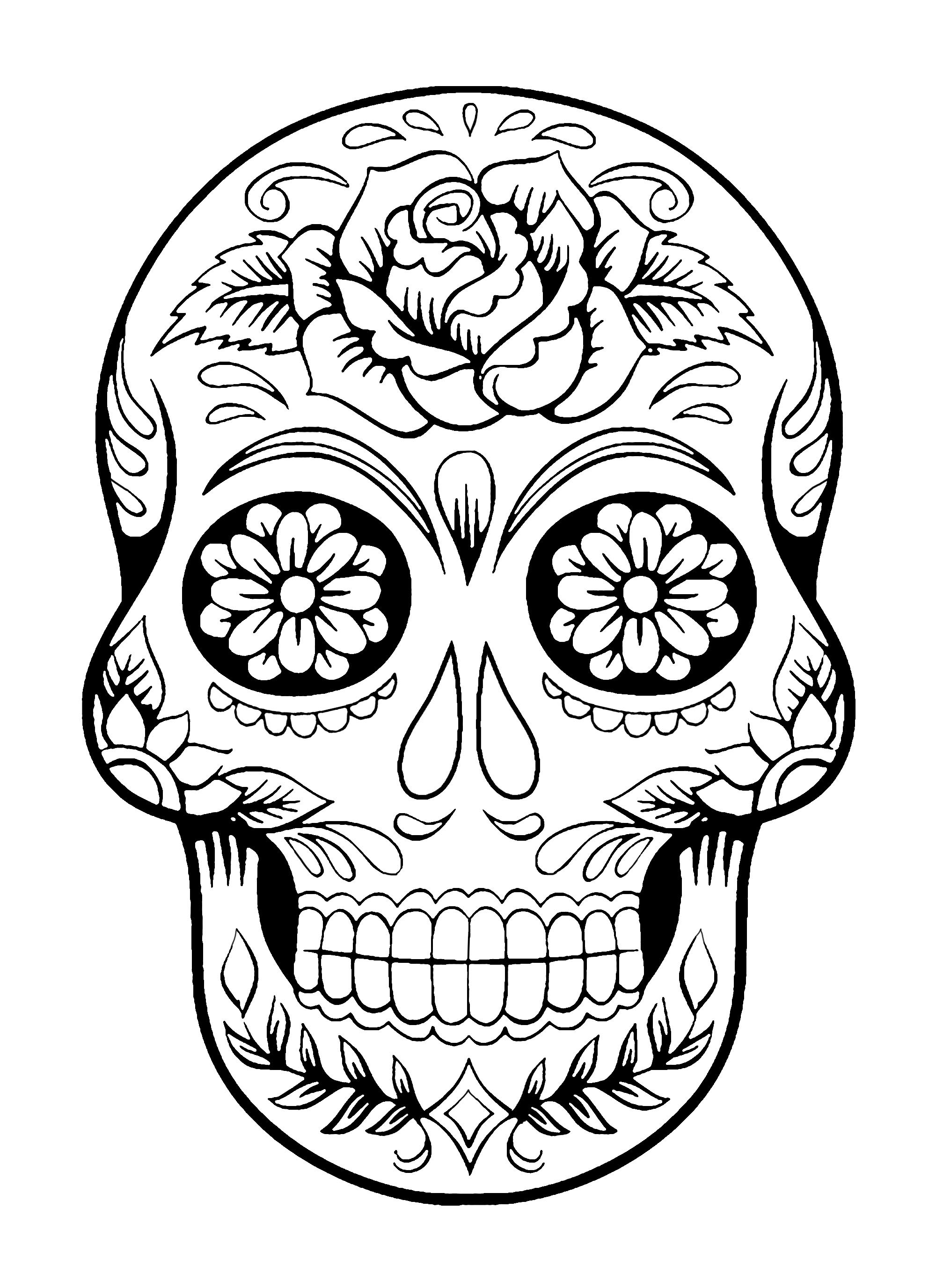 sugar skull printable coloring pages 1