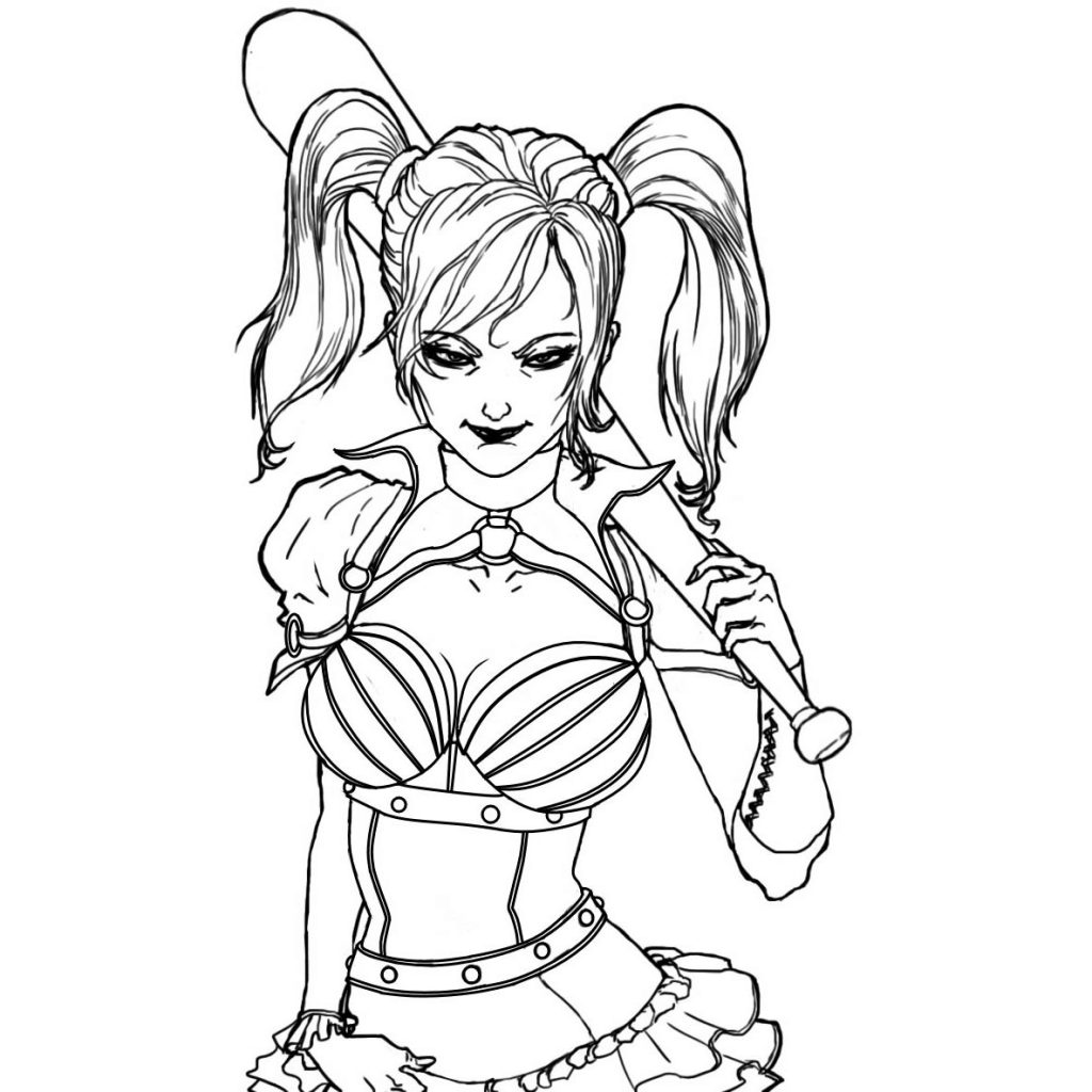 harley quinn coloring printing pages suicide squad
