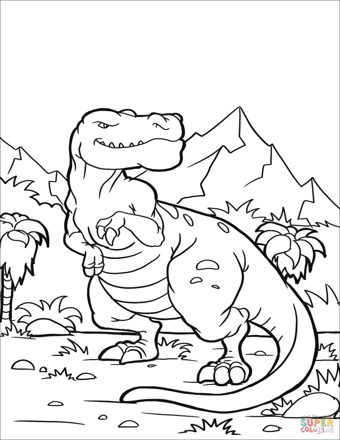 T Rex Coloring Pages PDF For Free - Coloringfolder.com