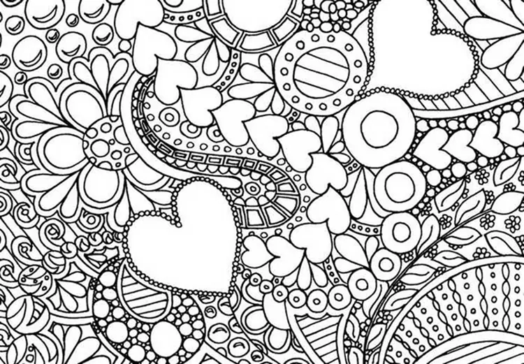 hearts and flowers coloring pages for teens