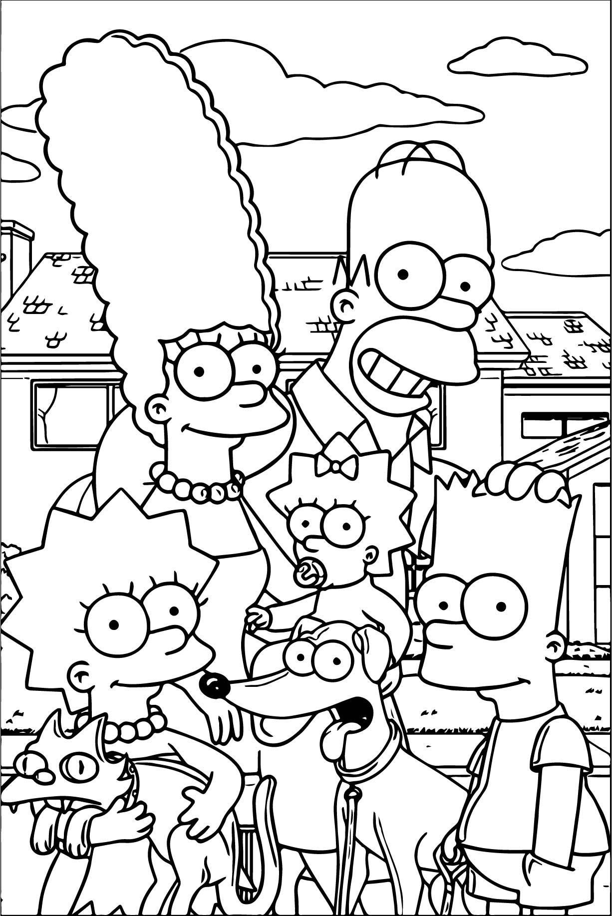 the simpsons family coloring pages