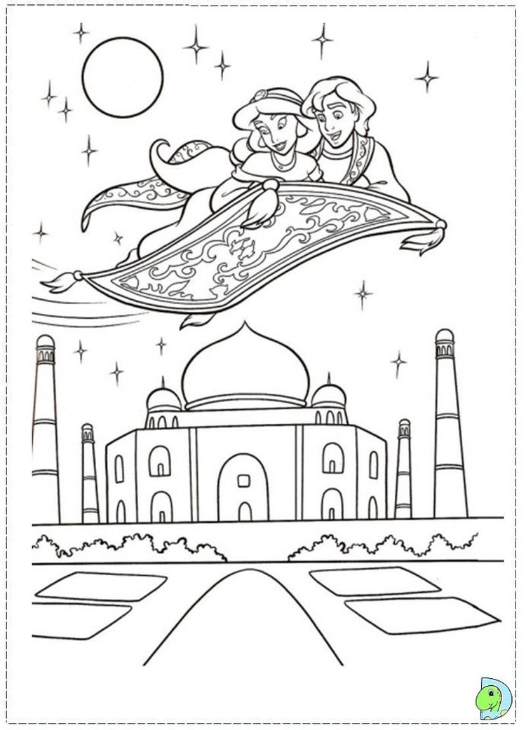 theme of aladdin magic carpet coloring pages