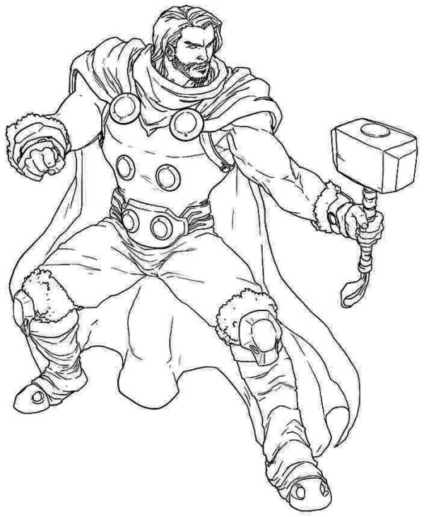 thor superhero coloring pages printable
