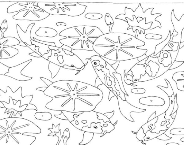 unique lily pad coloring page free