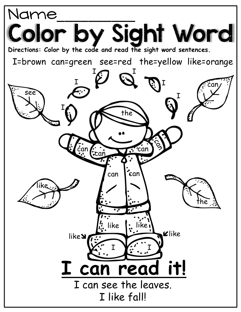 sight word coloring pages