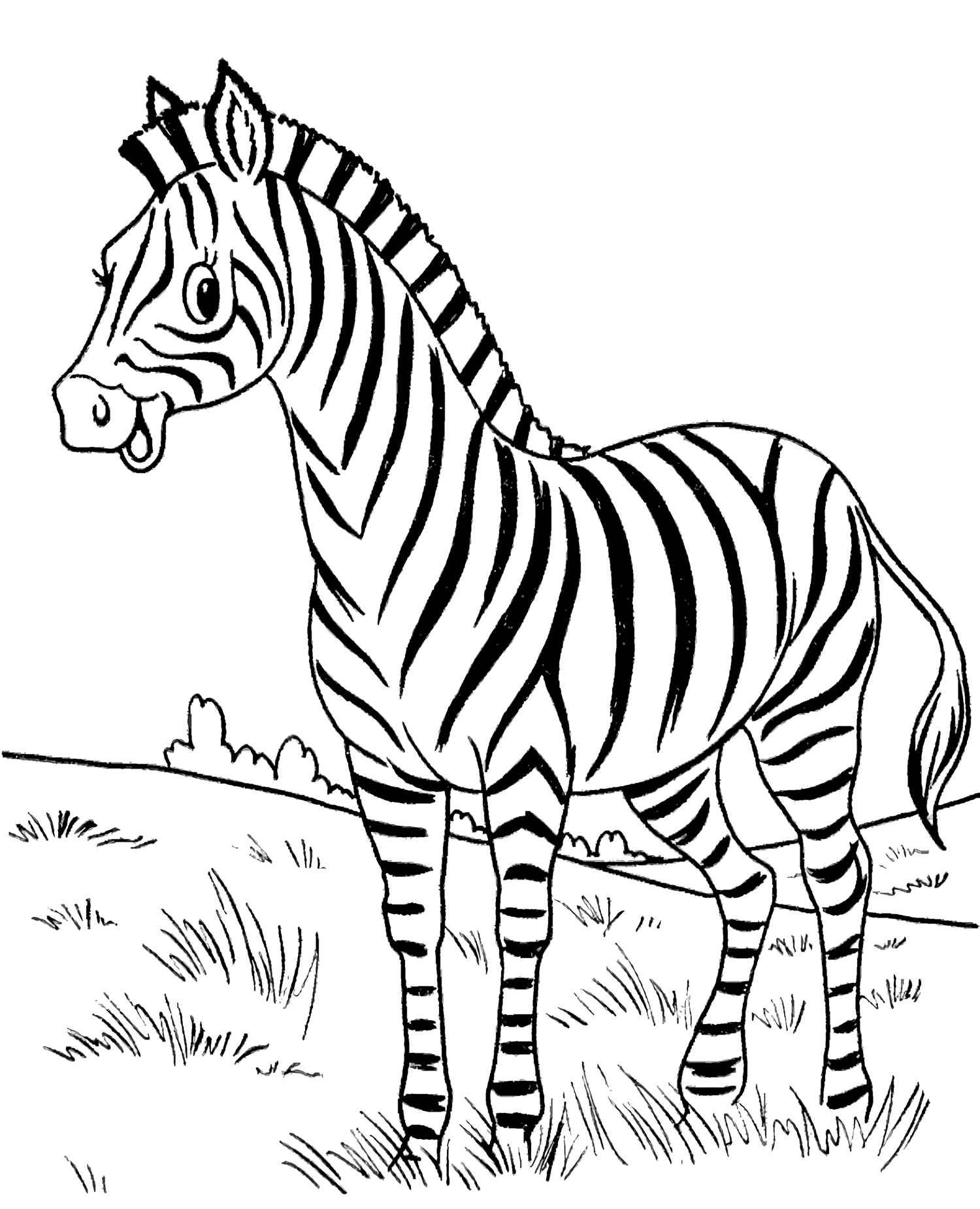smiling african zebra coloring page