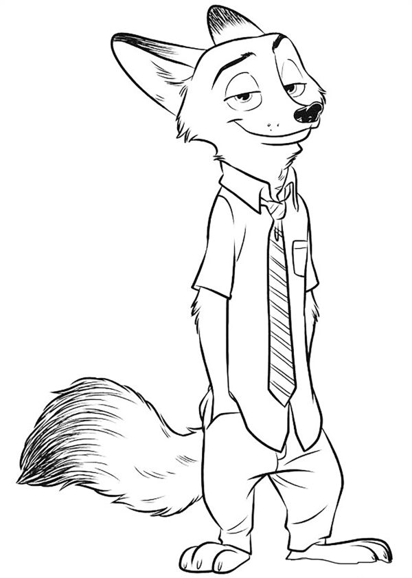 zootopia nick wilde coloring pages